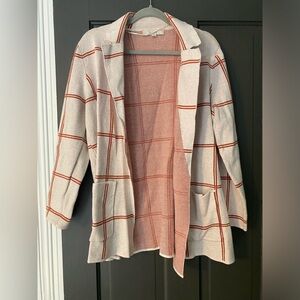 LOFT Tan/Red Cardigan/Blazer Size XL